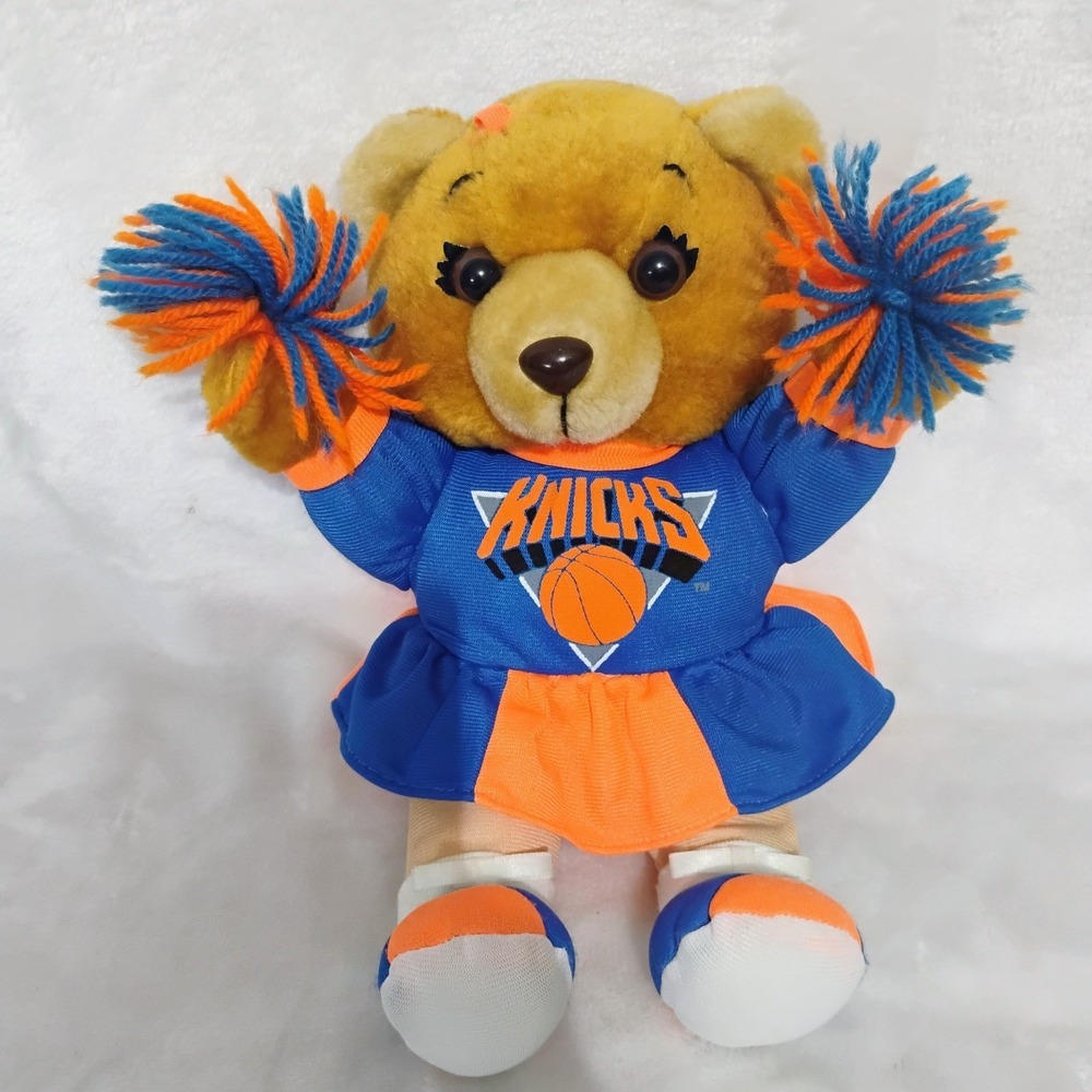 Vtg New York Knicks Cheerleader Teddy Bear Plush NBA Play By Play Stuffed Toy M